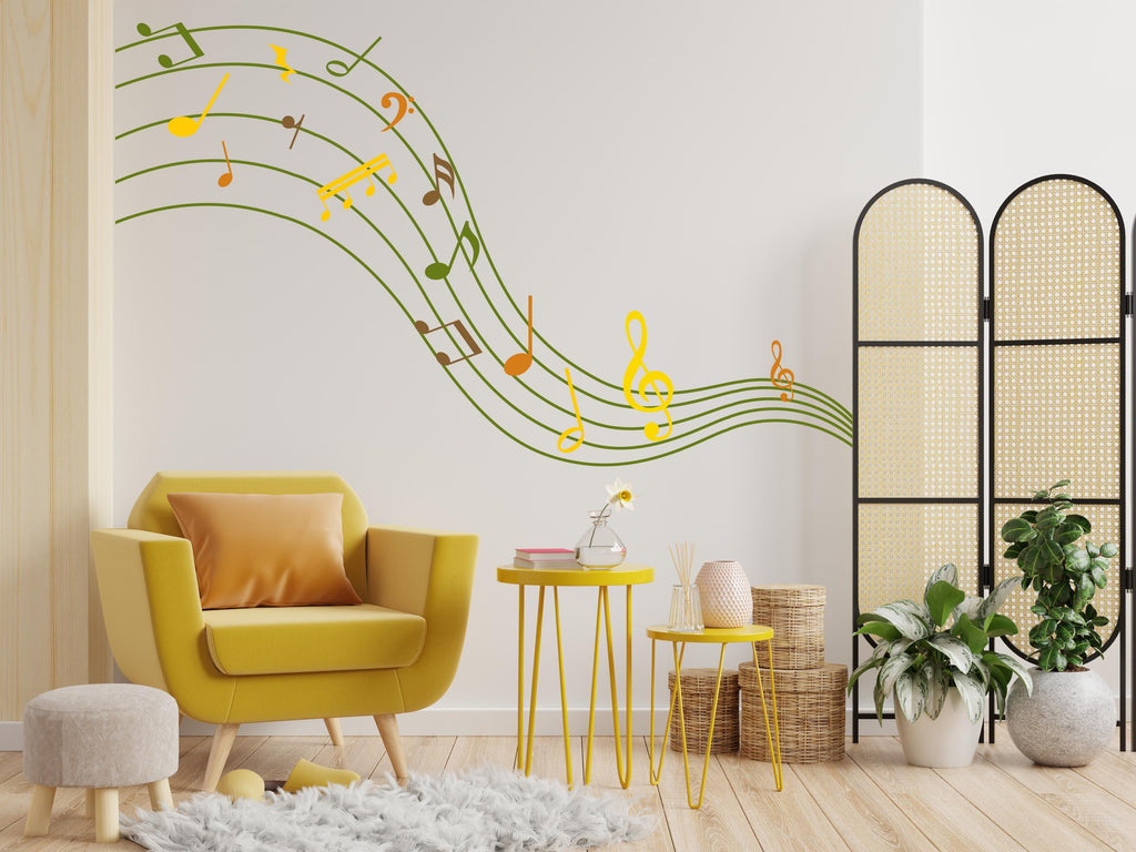 Music wall art decal, Music notes instruments wall decor, Music wall sticker, Music wall decals, Musician home decor, Music gifts 604LU