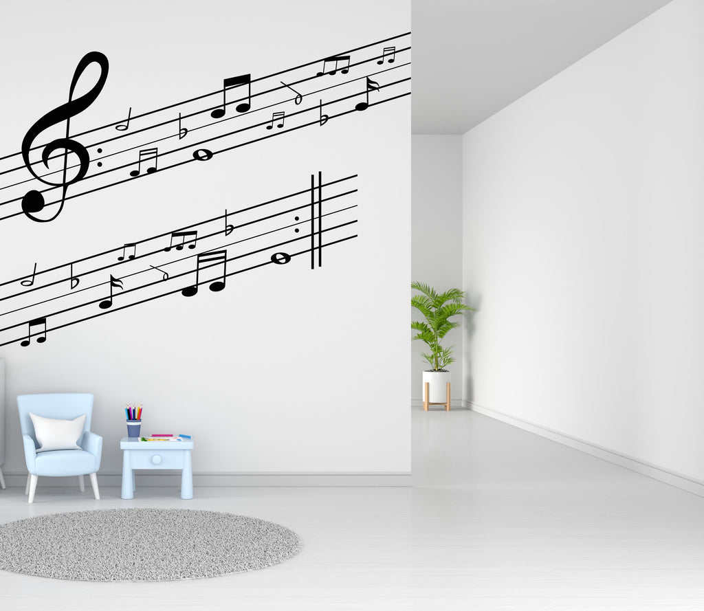 Music wall art decal, Music notes wall decor, Music wall sticker, Music wall decals, Musician home decor, Music gifts, Music studio 605LU