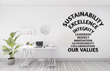 Load image into Gallery viewer, Our Values Word Cloud Wall Decal - Inspirational Quote Office Decor, Motivational Wall Art, Customizable Design for Office 575LU