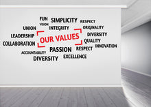 Load image into Gallery viewer, Our Vision Word Cloud Wall Decal - Inspirational Quote Office Decor, Motivational Wall Art, Customizable Design for Office 577LU