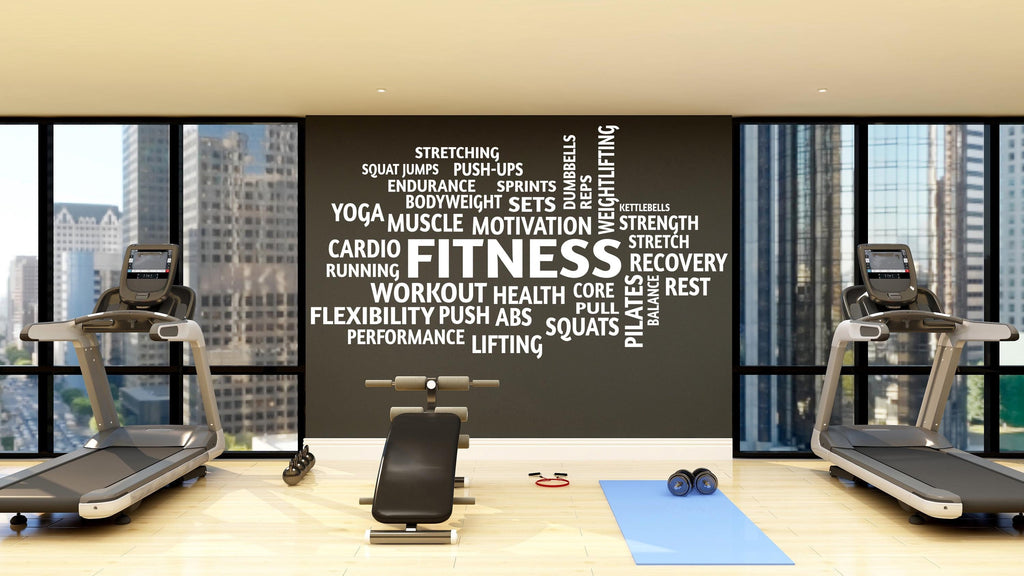 Workout Vinyl Gym Wall Decal, Inspirational Words, Gym Decal, Fitness Collage, Gym Wall Art Gym Decor Gym Wall Decor Motivational Art 578LU