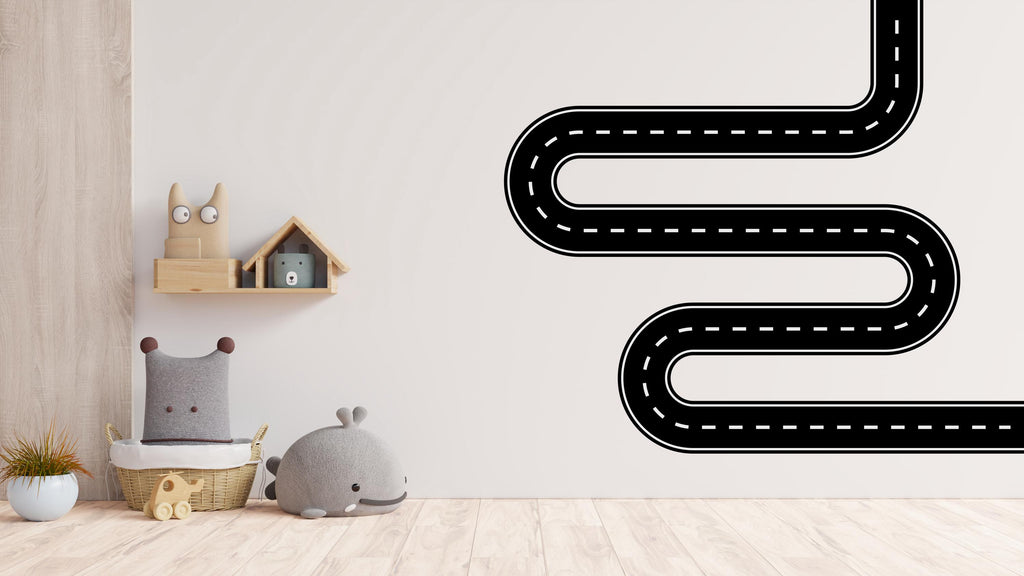 Road wind Wall Decal Highway Vinyl Sticker Track Route Wall Decor Kids Playroom Boys Room Wall Art Automotive Bedroom Mural Sticker 579LU