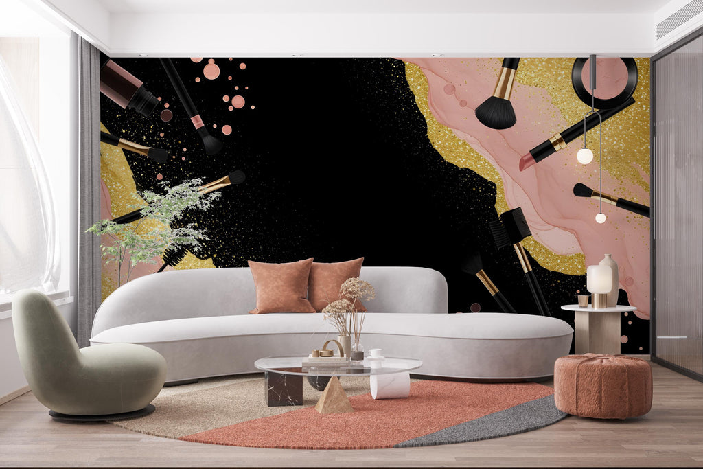 Beauty Salon wallpaper, Salon wall mural, Eyelashes wallpaper, Office Decor, Business Wall Decal, Wall Art Office 599RS