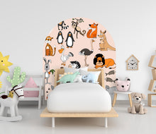 Load image into Gallery viewer, Safari Animal Wall Decal for Kids Room, Nursery Animal Wall Stickers, Jungle Animals Wall Art, Cute Animal Decor, Hedboard Wall Decal 607LU