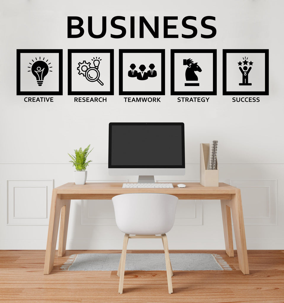 Business Core Values Wall Decal – Office Wall Art with Icons, Motivational Workplace Decor, Entrepreneur Gift 585LU