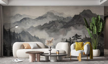 Load image into Gallery viewer, Mountain Foggy Wall Graphics Peel and Stick Forest room Wallpaper Nursery Self Adhesive Removable nursery wall decor Mural 601RS