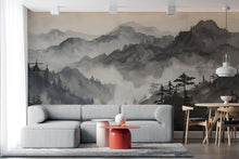 Load image into Gallery viewer, Mountain Foggy Wall Graphics Peel and Stick Forest room Wallpaper Nursery Self Adhesive Removable nursery wall decor Mural 601RS