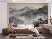 Load image into Gallery viewer, Mountain Foggy Wall Graphics Peel and Stick Forest room Wallpaper Nursery Self Adhesive Removable nursery wall decor Mural 601RS