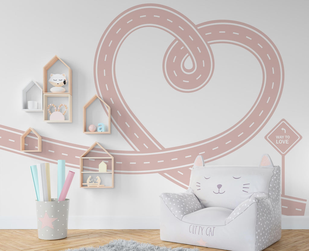 Love Road Wall Decal: Highway Vinyl Sticker for Kids Playroom 603RS