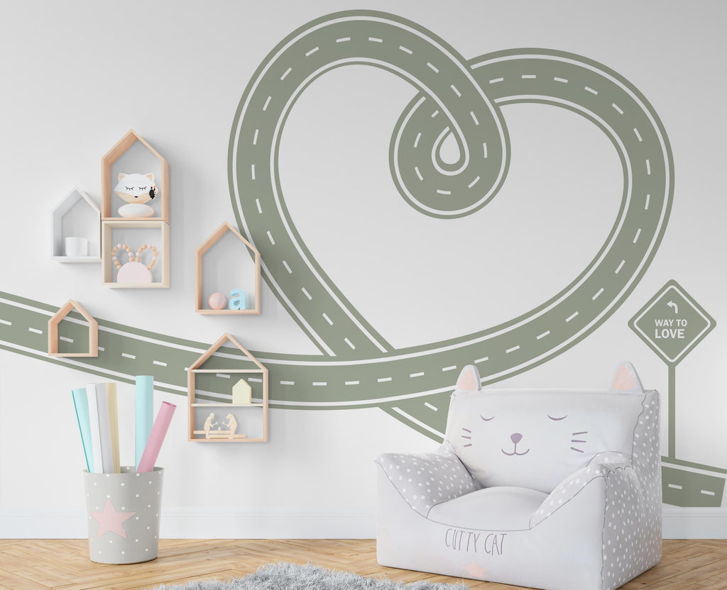 Love Road Wall Decal: Highway Vinyl Sticker for Kids Playroom 603RS