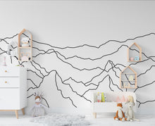 Load image into Gallery viewer, Minimalist Mountain Line Art Wall Decal – Boho Colorful Nature Decor – Modern Home Accent – Nursery Mountain Wall Sticker, Kids Room 608LU