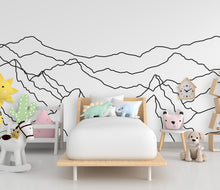 Load image into Gallery viewer, Minimalist Mountain Line Art Wall Decal – Boho Colorful Nature Decor – Modern Home Accent – Nursery Mountain Wall Sticker, Kids Room 608LU