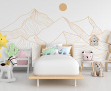 Load image into Gallery viewer, Minimalist Mountain Line Art Wall Decal – Boho Colorful Nature Decor – Modern Home Accent – Nursery Mountain Wall Sticker, Kids Room 609LU