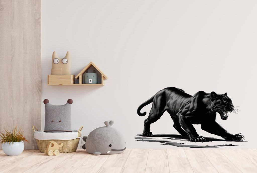 Panther Wall Decal – Modern Animal Wall Art, Jungle Safari Wall Sticker for Living Room, Bedroom & Office Decor 586LU