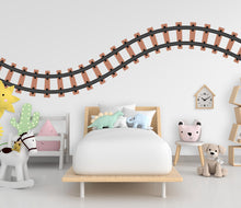 Load image into Gallery viewer, Railroad train Wall Decal Highway Vinyl Sticker Track Route Wall Decor Kids Playroom Boys Room Wall Art Train Bedroom Mural Sticker 606RS