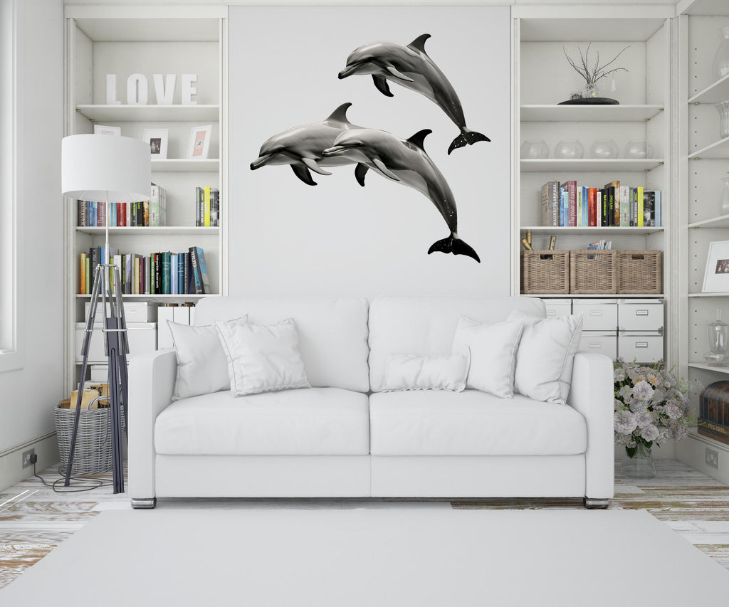Dolphin Wall Art Vinyl Decal, Ocean Animals Wall Decal for Kids and Nursery Living Room, Sea Animals Wall Sticker, Sticker Set Dolphin 387LU