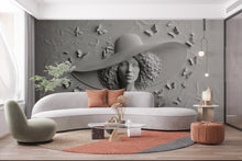 Load image into Gallery viewer, 3D Textured Wall Mural – Woman in Sculptural Relief with Butterflies room Wallpaper nursery wall decor Mural 608RS