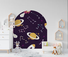 Load image into Gallery viewer, Zodiac Sign Wall Arch Decal, Cosmic Dark Space Headboard, Living Room &amp; Kids Room Decor, Astrology Wall Art, Astrology Gift, Celestial 612LU