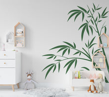 Load image into Gallery viewer, Bamboo Wall Decal, Green Bamboo Stick with Leaves, Nature-Inspired Wall Art, Modern Home Decor, Eco-Friendly Wall Sticker Living Room 613LU