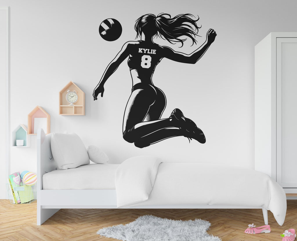 Large Custom Name Volleyball Girl wall decal Sport Wall Decal Kids Decal Personalized Gifts wall Vinyl Wall Sticker Boy Room 569RS
