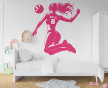 Load image into Gallery viewer, Large Custom Name Volleyball Girl wall decal Sport Wall Decal Kids Decal Personalized Gifts wall Vinyl Wall Sticker Boy Room 569RS