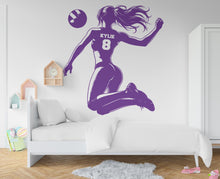 Load image into Gallery viewer, Large Custom Name Volleyball Girl wall decal Sport Wall Decal Kids Decal Personalized Gifts wall Vinyl Wall Sticker Boy Room 569RS