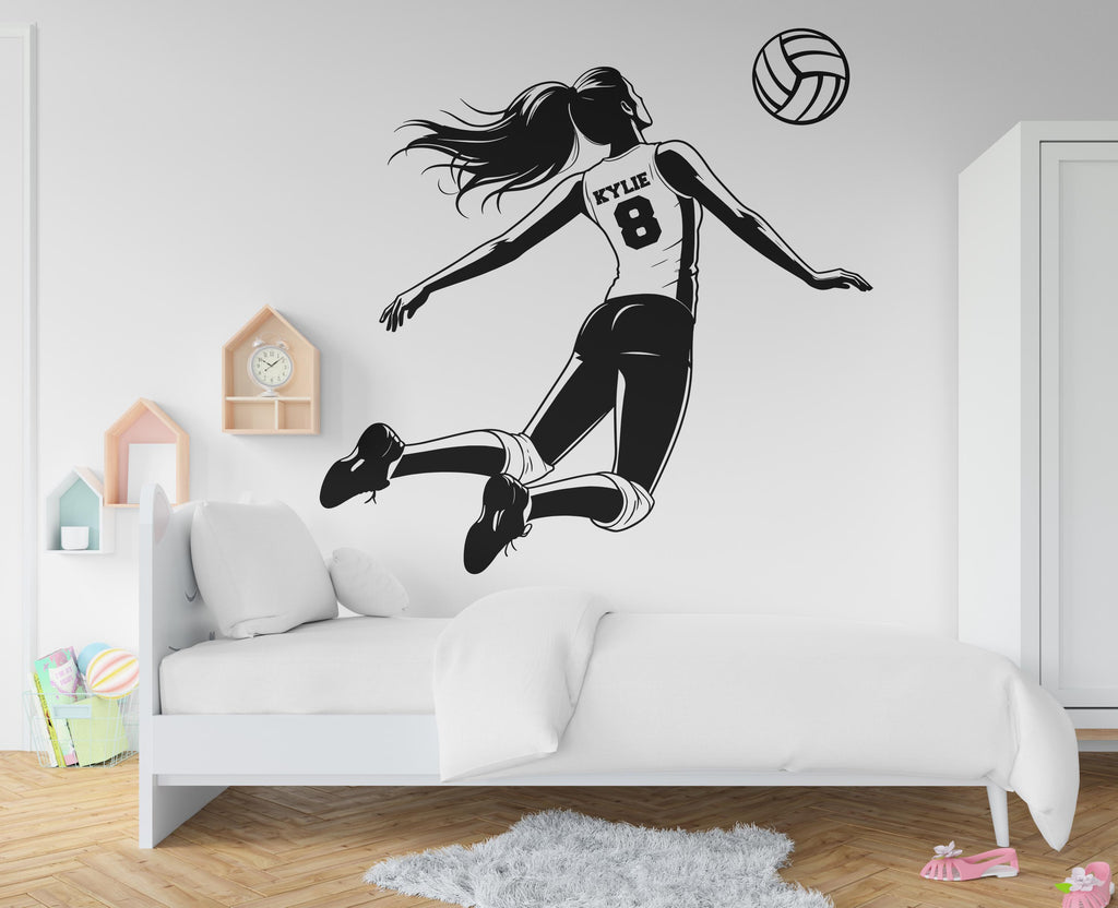 Large Custom Name Volleyball Girl wall decal Sport Wall Decal Kids Decal Personalized Gifts wall Vinyl Wall Sticker Boy Room 570RS