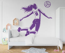 Load image into Gallery viewer, Large Custom Name Volleyball Girl wall decal Sport Wall Decal Kids Decal Personalized Gifts wall Vinyl Wall Sticker Boy Room 570RS