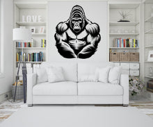 Load image into Gallery viewer, Gorilla Wall Decal - Animal Illustration, Muscular Gorilla Art Print, Modern Home Decor, Wildlife Wall Art , Vinyl Sticker Wall Art 588LU