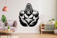 Load image into Gallery viewer, Gorilla Wall Decal - Animal Illustration, Muscular Gorilla Art Print, Modern Home Decor, Wildlife Wall Art , Vinyl Sticker Wall Art 588LU
