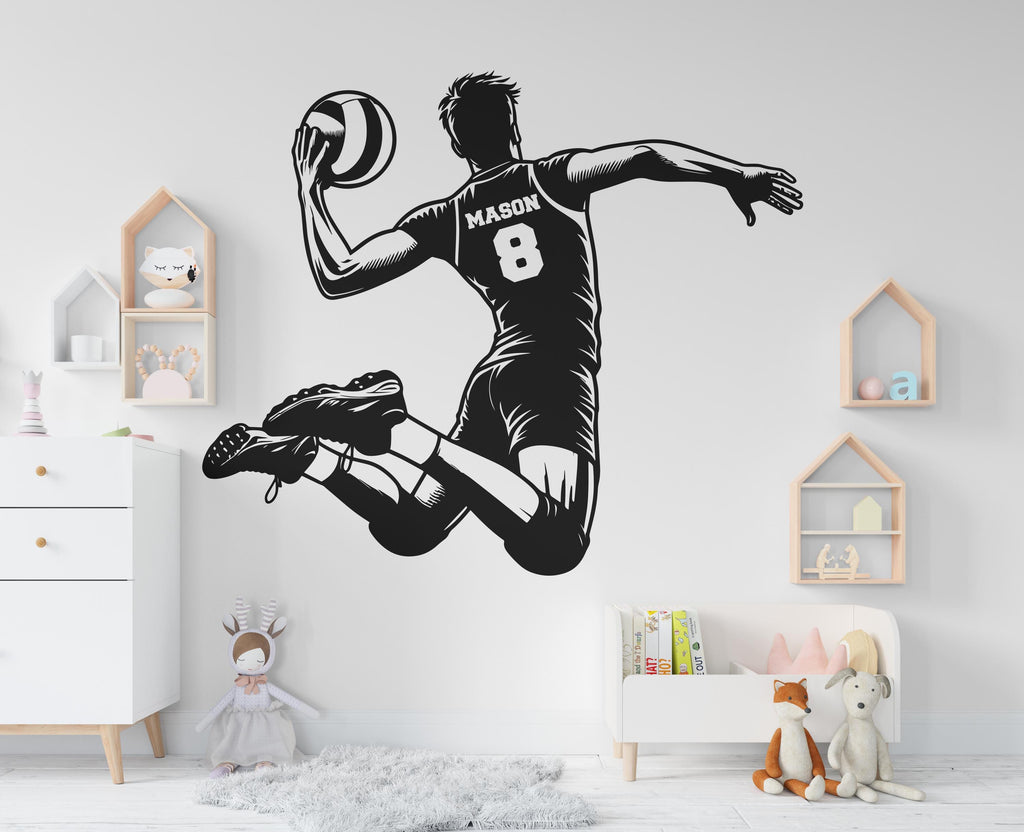 Large Custom Name Volleyball Boy wall decal Sport Wall Decal Kids Decal Personalized Gifts wall Vinyl Wall Sticker Boy Room 573RS