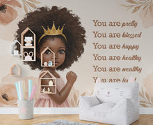 Load image into Gallery viewer, Afro Princess Room Wall Graphics Peel and Stick Girl room Wallpaper Nursery Self Adhesive Removable nursery wall decor Mural 609RS