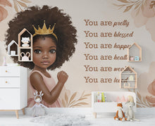 Load image into Gallery viewer, Afro Princess Room Wall Graphics Peel and Stick Girl room Wallpaper Nursery Self Adhesive Removable nursery wall decor Mural 609RS