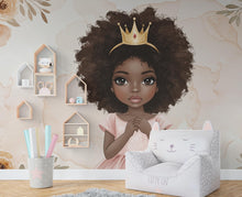 Load image into Gallery viewer, Afro Princess Room Wall Graphics Peel and Stick Girl room Wallpaper Nursery Self Adhesive Removable nursery wall decor Mural 610RS