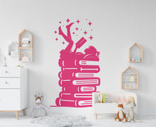 Load image into Gallery viewer, Girl Reading Book Library vinyl wall art decals, library wall decal, education decals, reading room, nurseries, school, kids gifts 611RS
