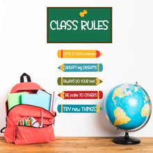 Load image into Gallery viewer, Classroom Rules Wall Decal – Colorful School Wall Decor, Motivational Quotes for Kids Classroom, Teacher Wall Art 589LU