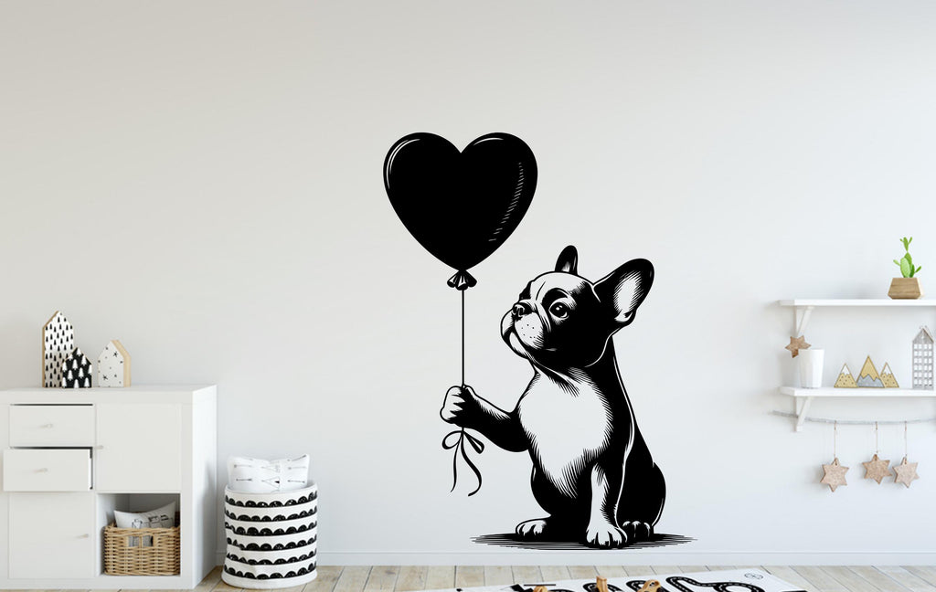 French Bulldog Dog wall decal Saint Valentine decor Dog kids Dog wall art Decal Dog Lover Animals Dog Wall Bathroom Stickers Vinyl 104DE
