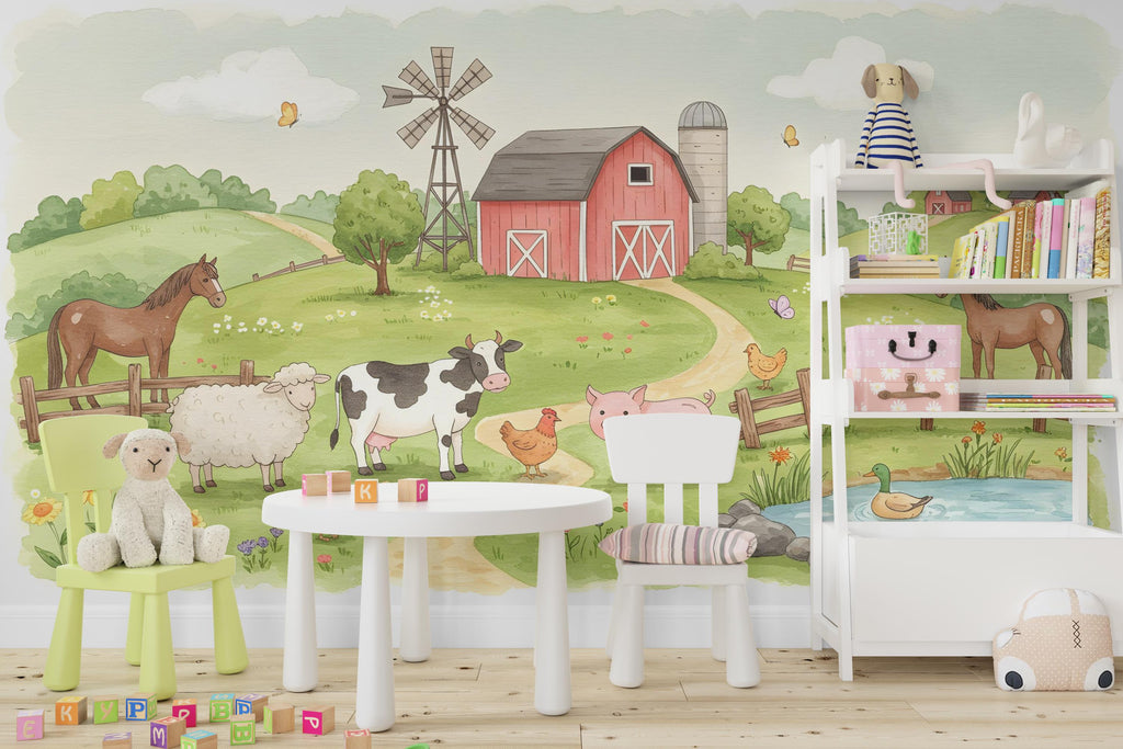 Farm Animals Wall Graphics Farm Animal Peel and Stick Goat Sheep Pig Animals room Farm Wallpaper Nursery wall decor Mural 579RS
