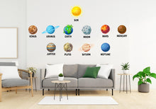 Load image into Gallery viewer, Solar System Wall Decal for Kids Room, Space Nursery Wall Stickers, Planets Wall Art, Educational Classroom Decor, Hedboard decals 617LU
