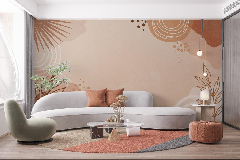 Boho Abstract Wallpaper – Neutral Earth Tones, Minimalist Aesthetic, Modern Wall Mural, Terracotta & Beige Wall Decor 615RS