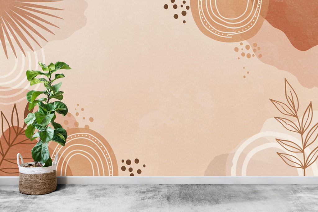 Boho Abstract Wallpaper – Neutral Earth Tones, Minimalist Aesthetic, Modern Wall Mural, Terracotta & Beige Wall Decor 615RS