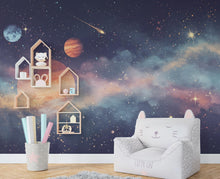 Load image into Gallery viewer, Space Wall Decal | Galaxy Wall Mural | Outer Space Wallpaper | Celestial Stars and Planets Wall Art | Astronomy Room Decor 582RS