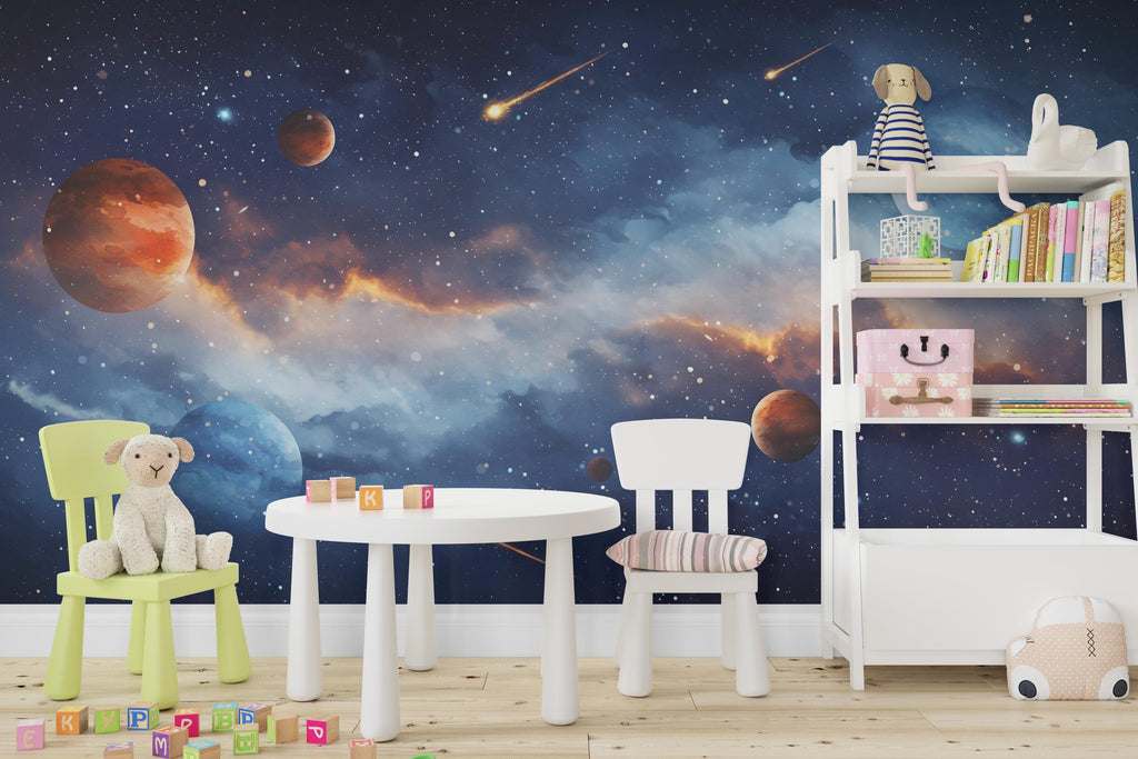 Space Wall Decal | Galaxy Wall Mural | Outer Space Wallpaper | Celestial Stars and Planets Wall Art | Astronomy Room Decor 583RS
