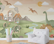 Load image into Gallery viewer, Dinosaur Wall Decal | Watercolor Dino Wallpaper | Prehistoric Wall Mural for Kids Room Nursery | T-Rex Jungle Decor 584RS