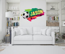 Load image into Gallery viewer, Soccer wall decor, Football Wall Decal Sport Vinyl, Football stickers, Boys Passion, Goal Wall Art, Wall Stickers, Kids Room, Decor, 620LU