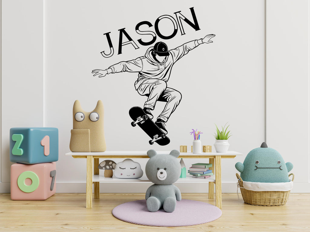 Skateboarder Wall Decal Skate Wall Art Stickers Skateboard Decals Skateboard Wall Stickers Kids Room Removable Home Decor Skate style 595LU