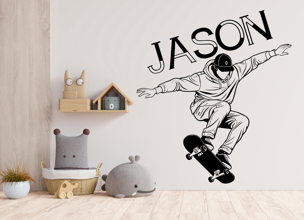 Skateboarder Wall Decal Skate Wall Art Stickers Skateboard Decals Skateboard Wall Stickers Kids Room Removable Home Decor Skate style 595LU