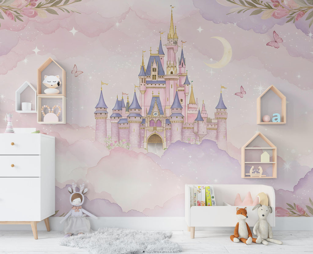 Princess Castle Wall Graphics Peel and Stick Girl room Wallpaper Nursery Self Adhesive Removable nursery wall decor Mural 588RS