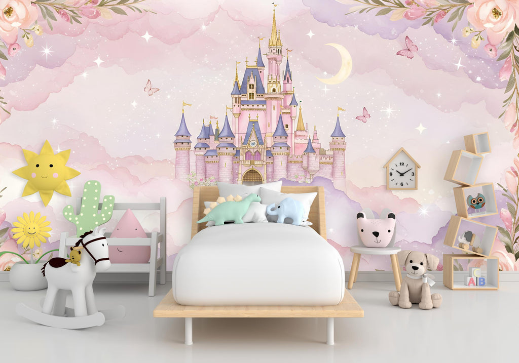 Princess Castle Wall Graphics Peel and Stick Girl room Wallpaper Nursery Self Adhesive Removable nursery wall decor Mural 588RS