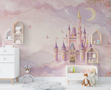 Load image into Gallery viewer, Princess Castle Wall Graphics Peel and Stick Girl room Wallpaper Nursery Self Adhesive Removable nursery wall decor Mural 589RS